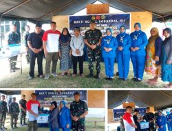 INTI Kalbar Serahkan 1 Ton Beras untuk Warga Perbatasan dalam Baksos Kodaeral XII di Desa Temajuk