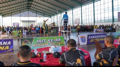 Pangdam XII/Tanjungpura Tutup Turnamen Voli HUT ke-68, Pomdam Raih Juara Pertama